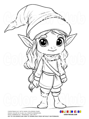Christmas Elf with Sash Coloring Page