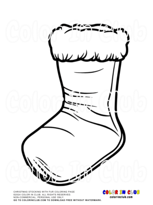 Christmas Stocking with Fur Coloring Page