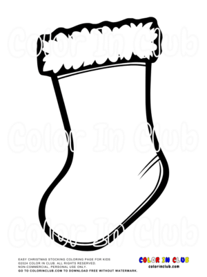 Easy Christmas Stocking Coloring Page for Kids