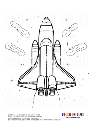 Outer Space Spaceship Coloring Page