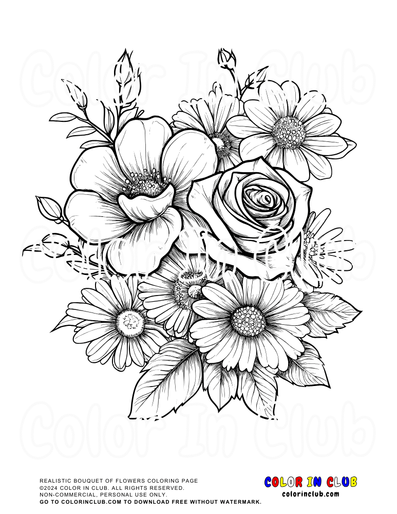 Free Printable Realistic Flower Coloring Pages